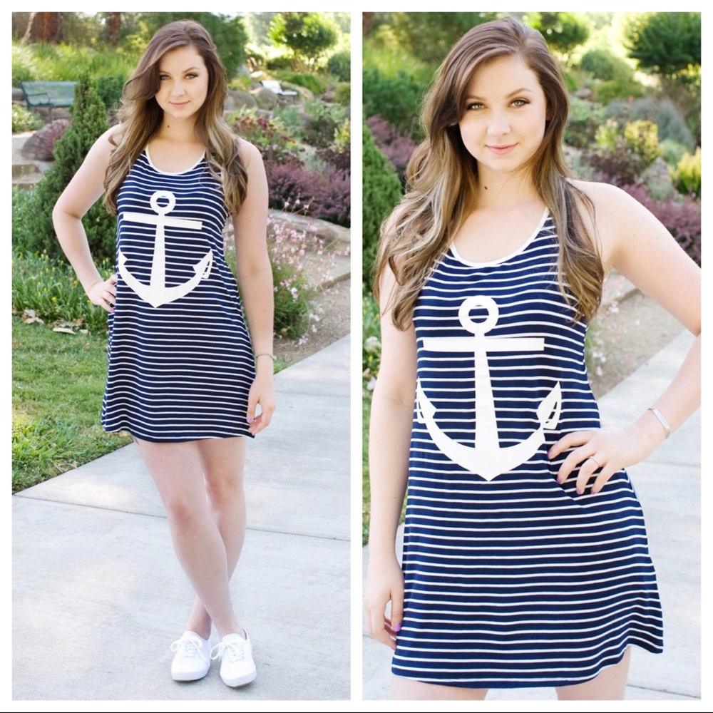Racerback Stripe Anchor Summer Dress